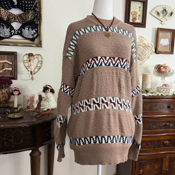 Vintage 80’s quirky whimsical boho cozy indie girl grandpa sweater - Picture 3 of 7